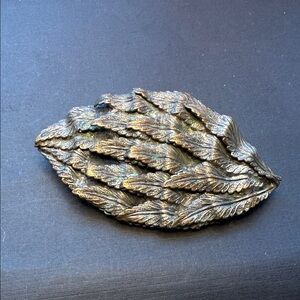 Vintage Layered Brass Leaf Brooch